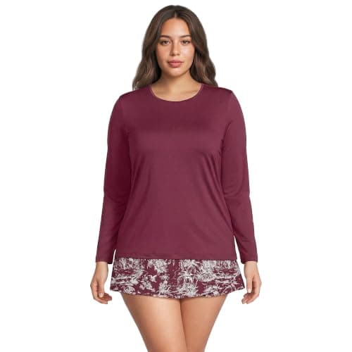 Lands' End Women's SunShade UPF 50 Long Sleeve Rash Guard Swim Tee